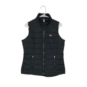 Tommy Hilfiger Sport Womens Black Puffer Vest Size Medium Full Zip Gorpcore Ski